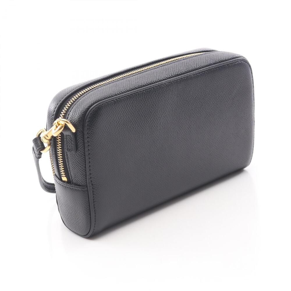Dior Calo Double Clutch Shoulder Bag Leather Black